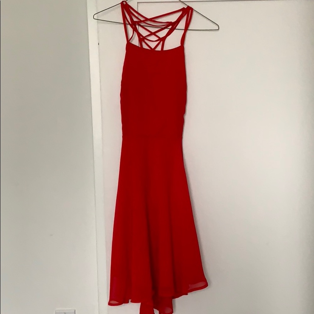 Lulus red lace back dress